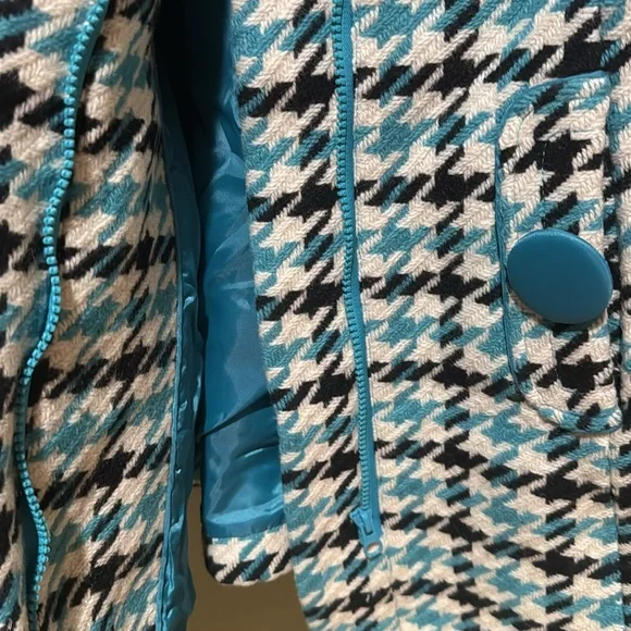 Jessica London Vintage Houndstooth Wool Blend Swing Coat Size 16w 60s 80s Retro - Picture 6 of 7